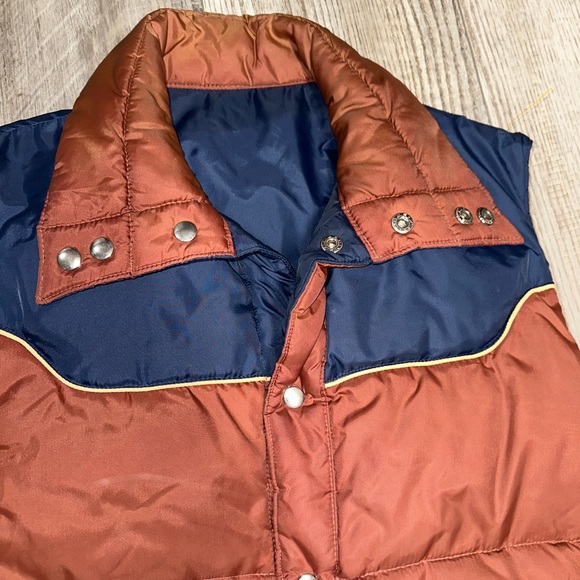 Vintage St Moritz down reversible brown navy blue puffer vest - Picture 5 of 10